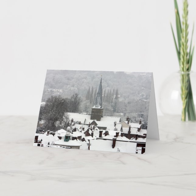 Beautiful Christmas snow scene Holiday Card (Front)