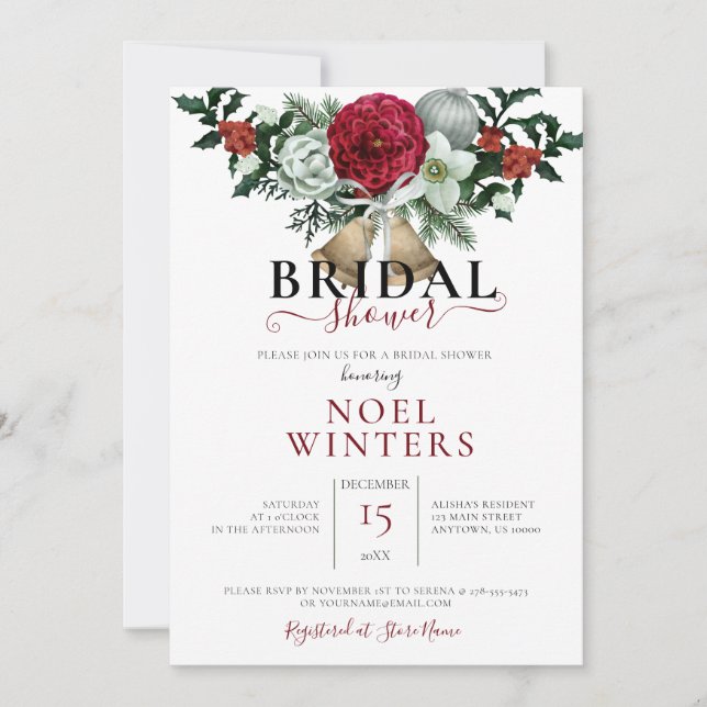 Beautiful Christmas Theme Wedding Shower Invitation (Front)