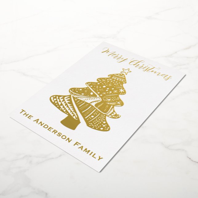 Beautiful Christmas Tree Foil Holiday Card (Rotated)