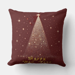 Beautiful Christmas Tree Illustration Throw Pillow