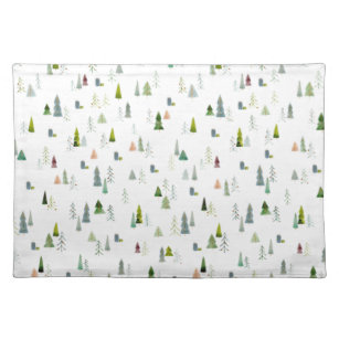 Beautiful Christmas Tree Illustration Watercolor  Cloth Placemat