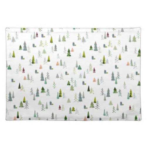 Beautiful Christmas Tree Illustration Watercolor  Cloth Placemat