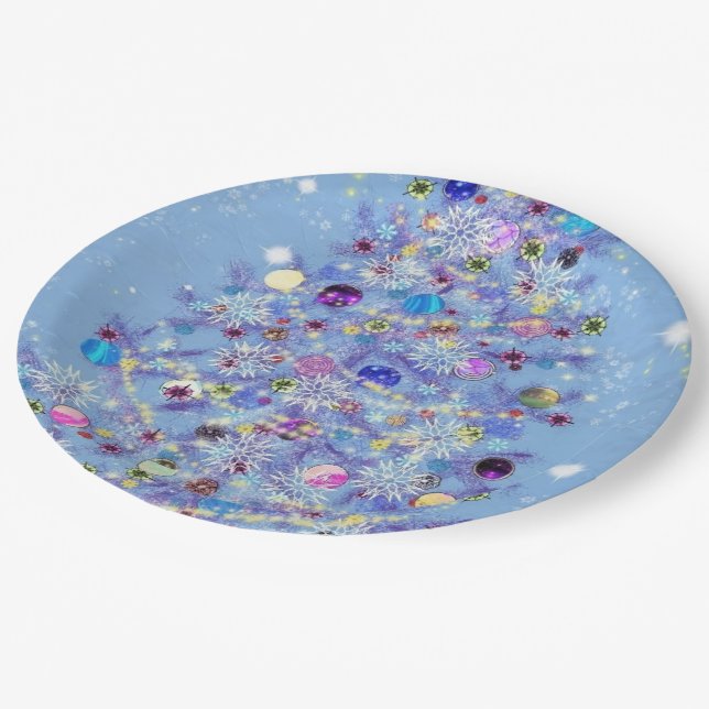Beautiful Christmas Tree Paper Plates (Angled)