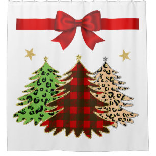 Beautiful Christmas Tree Trio Red, Green, Gold Shower Curtain