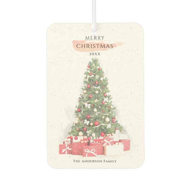 Beautiful Christmas Tree Watercolor Holidays Art Air Freshener (Front)