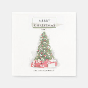 Beautiful Christmas Tree Watercolor Holidays Art Napkins