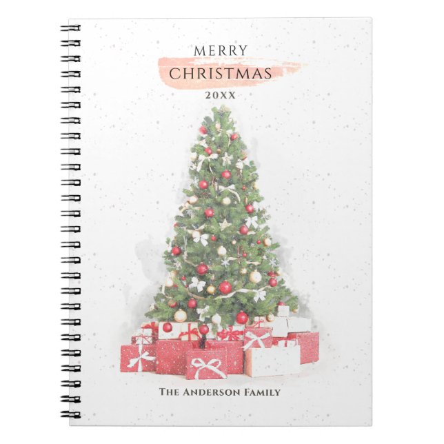 Beautiful Christmas Tree Watercolor Holidays Art Notebook (Front)