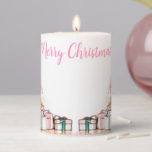 Beautiful Christmas Tree with Presents Pillar Candle