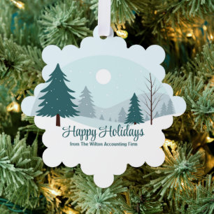 Beautiful Christmas Trees Custom Business Holiday Ornament Card