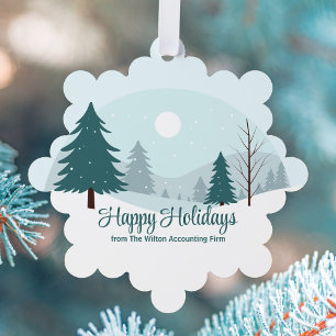 Beautiful Christmas Trees Custom Business Holiday Ornament Card