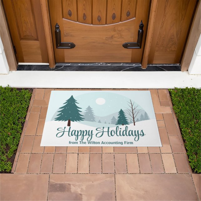 Beautiful Christmas Trees Custom Winter Business Doormat (Outdoor)