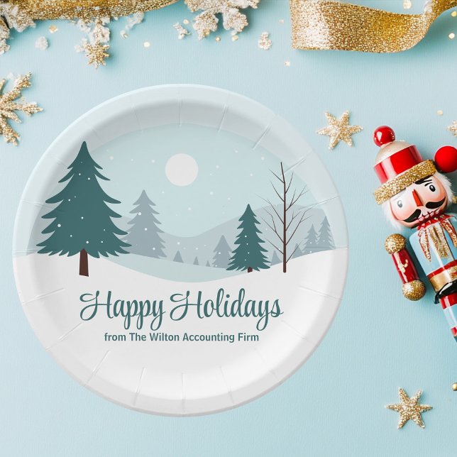 Beautiful Christmas Trees Winter Holiday Party Paper Plates (Creator Uploaded)