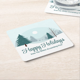 Beautiful Christmas Trees Winter Holiday Party Square Paper Coaster