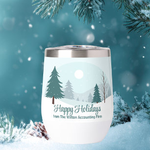 Beautiful Christmas Trees Winter Holiday Party Thermal Wine Tumbler