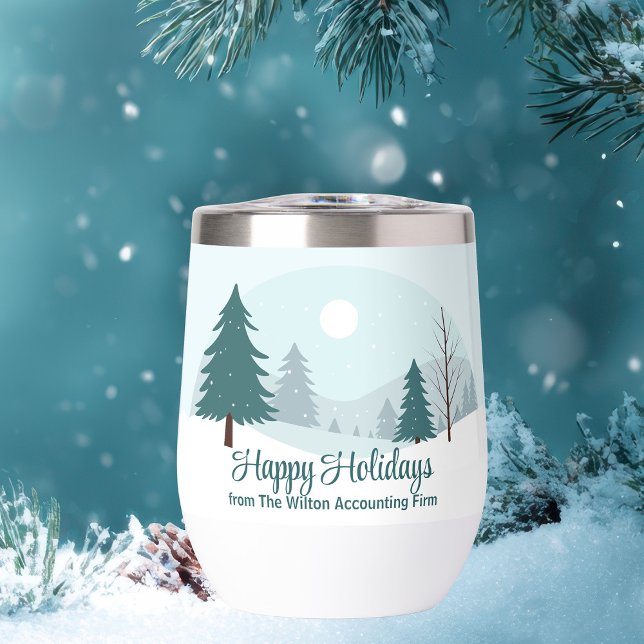 Beautiful Christmas Trees Winter Holiday Party Thermal Wine Tumbler (Creator Uploaded)
