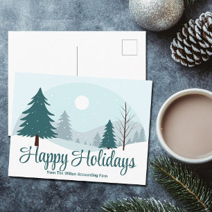 Beautiful Christmas Trees Winter Snow Business Holiday Postcard