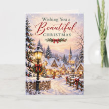 Beautiful Christmas Village Snowy Winter Scene 