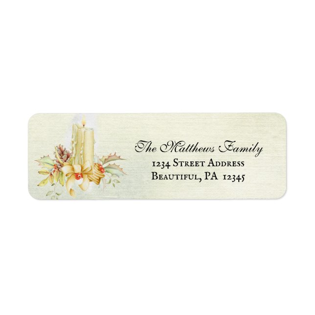 Beautiful Christmas Watercolor Candle Design Label (Front)