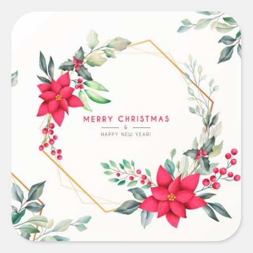 Beautiful Christmas Watercolor Flower Sticker