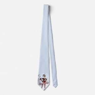 Beautiful Christmas Woman over Winter Snow Neck Tie