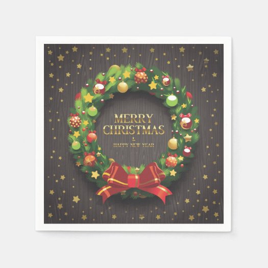 Beautiful Christmas Wreath and Red Bow Paper