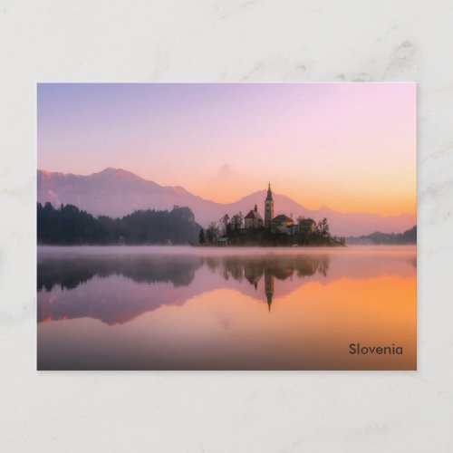 Beautiful Church on Island in Lake Bled Slovenia Postcard