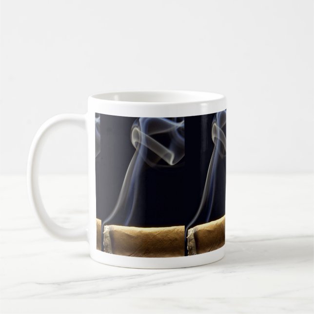Beautiful Cigar with smoke Coffee Mug (Left)