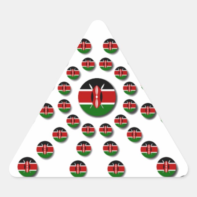 Beautiful Circular Kenyan Flag: A Radial Design Triangle Sticker (Front)