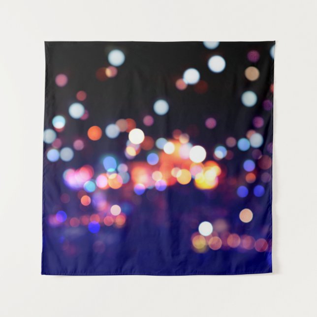 Beautiful city night bokeh light, abstract blur de tapestry (Front)