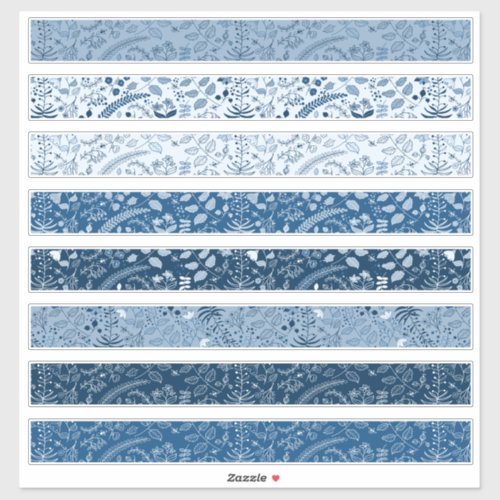 Beautiful Classic Blue Floral Boho Patterns Sticker