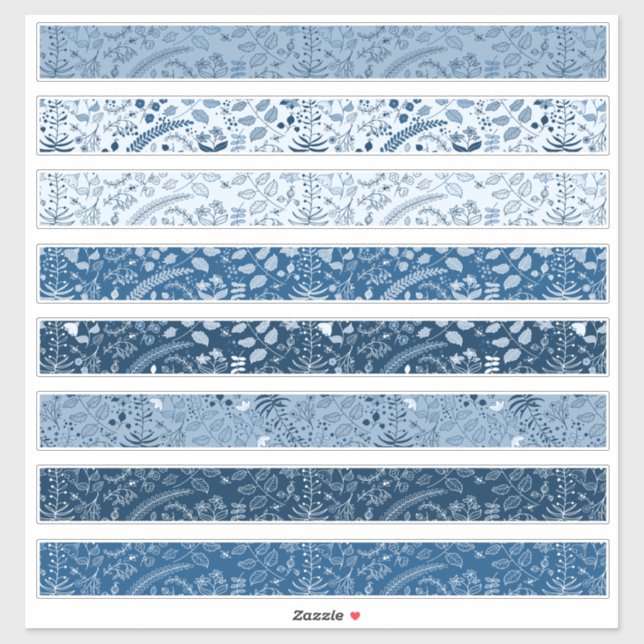 Beautiful Classic Blue Floral Boho Patterns Sticker (Sheet)