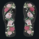 Beautiful Classic Floral Black Flip Flops<br><div class="desc">Check out these beautiful flip flops that make perfect bridal party gifts! Give them out early and the whole group can begin stylin' it around town as soon as you get together to start celebrating your special day! Easy slip on, and you can choose between wide or thin straps -...</div>