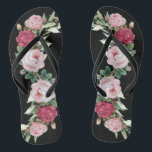 Beautiful Classic Floral Black Flip Flops<br><div class="desc">Check out these beautiful flip flops that make perfect bridal party gifts! Give them out early and the whole group can begin stylin' it around town as soon as you get together to start celebrating your special day! Easy slip on, and you can choose between wide or thin straps -...</div>