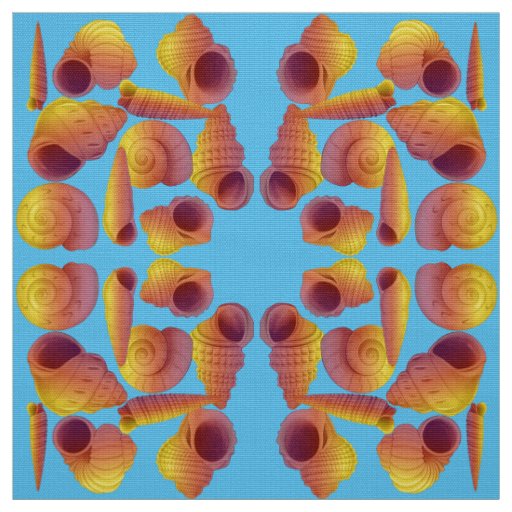 Beautiful Classic Fossil Maritime Shells Azure Fabric