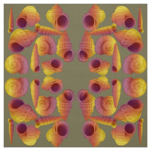 Beautiful Classic Fossil Maritime Shells Dark Grey Fabric