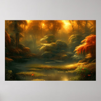 Beautiful classic serene landscape small creek pos poster
