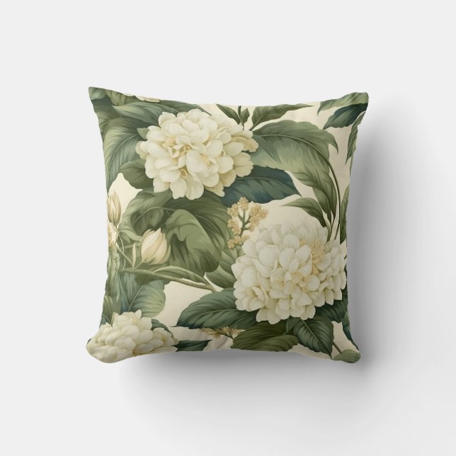 Beautiful classic white floral pattern throw pillow (Front)