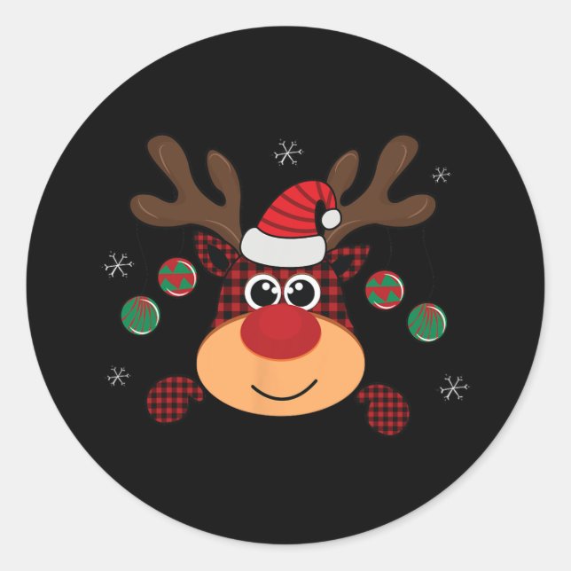 beautiful classic winter red buffalo plaid leaping round sticker (Front)