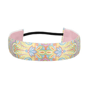 Beautiful Classy Aqua Blue Pink Purple Paisley Art Athletic Headband