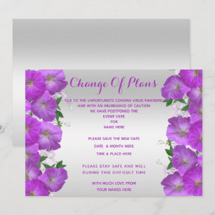 Beautiful Classy Petunias Floral Change Of Plans Invitation