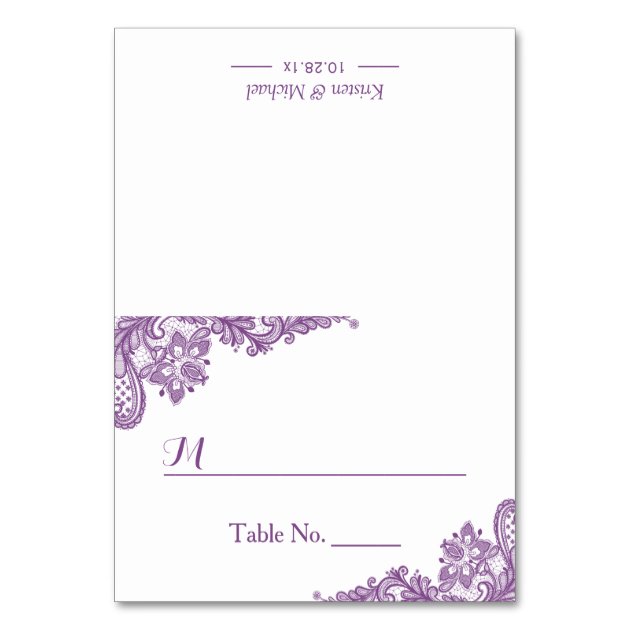 Beautiful Classy Purple Lace Wedding Seating Place Card