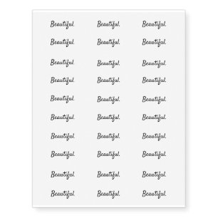 Beautiful. - Clean Black and White Script Text Temporary Tattoos
