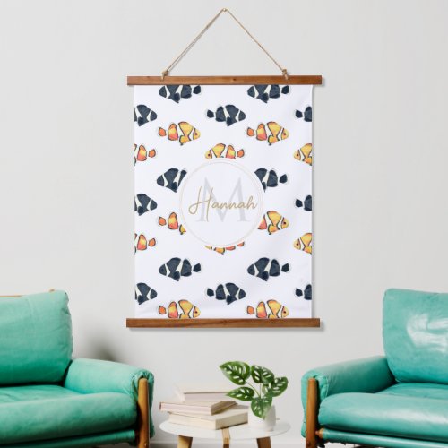 Beautiful Clown Fish Painting Black and Yellow Hanging Tapestry