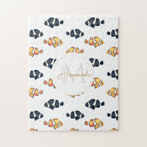 Beautiful Clown Fish Painting Black and Yellow Jigsaw Puzzle