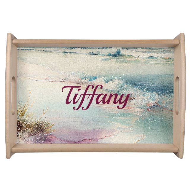 Beautiful Coastal Beach Scene Serving Tray (Front)