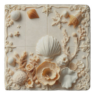 Beautiful coastal composition inspired elegant trivet