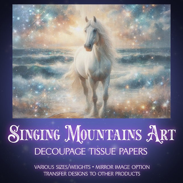 Beautiful Coastal Horse and Ocean Art Decoupage Tissue Paper (Creator Uploaded)