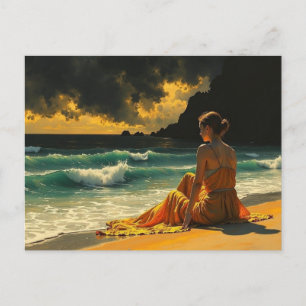 Beautiful Coastal Night Keeping in Touch Postcard