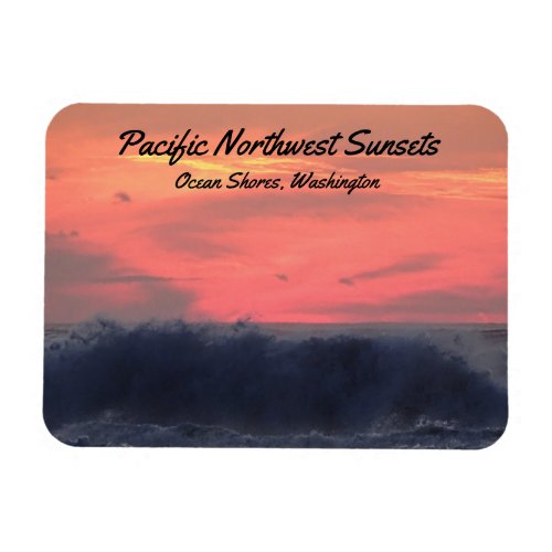 Beautiful Coastal Washington Ocean Sunset Photo Ma Magnet