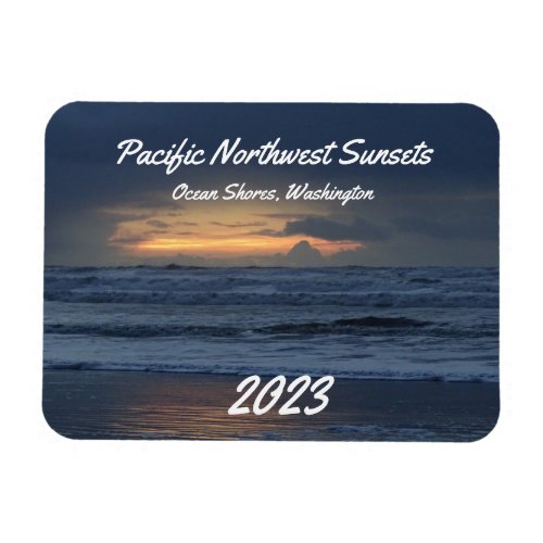 Beautiful Coastal Washington Ocean Sunset Photo Magnet